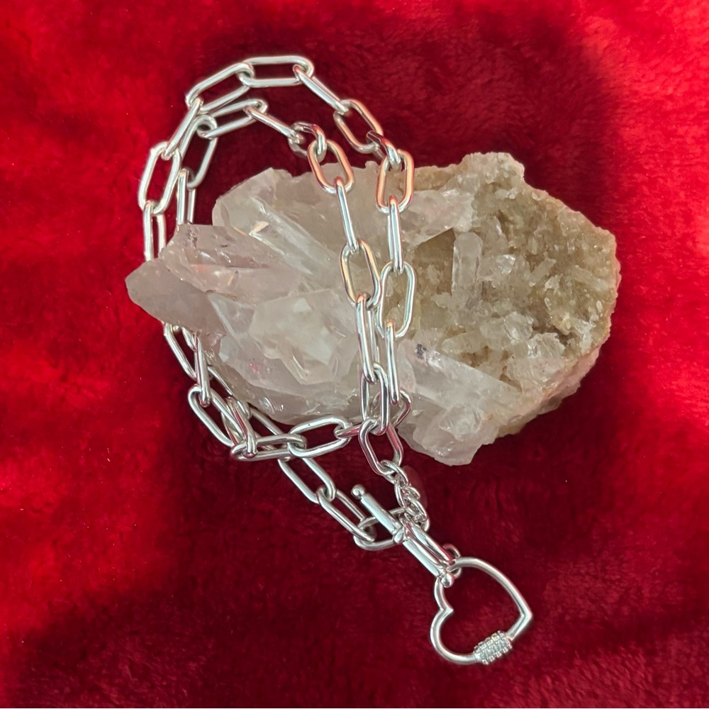 Bronze silver plated heart necklace made in Italy